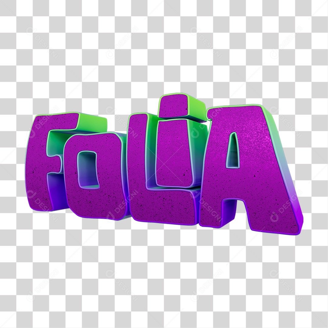 Texto 3D Folia PNG Transparente