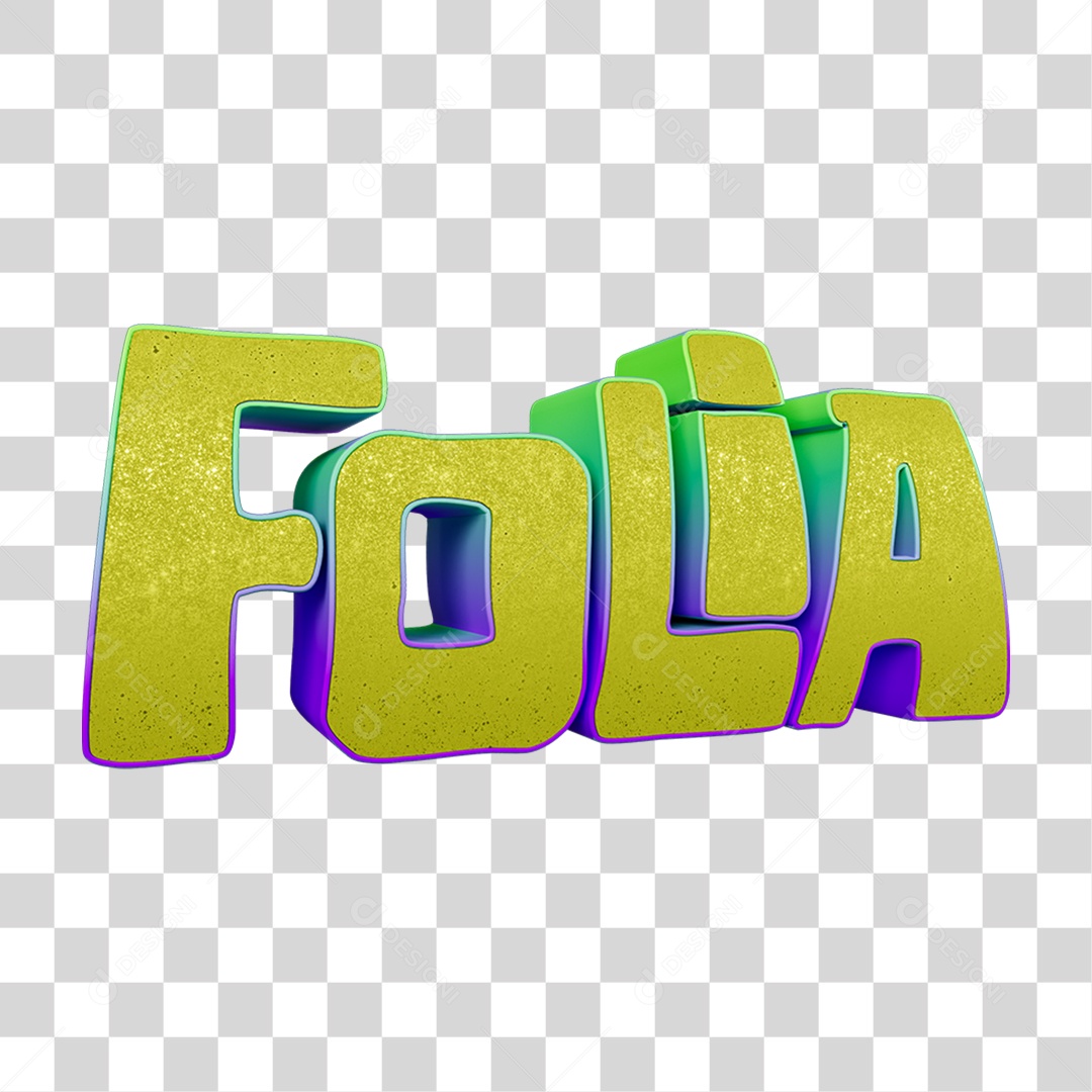 Texto 3D Folia PNG Transparente