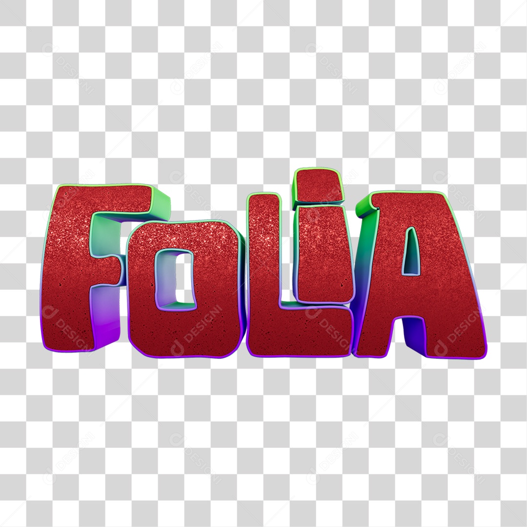 Texto 3D Folia PNG Transparente
