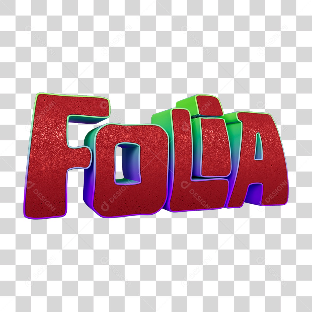Texto 3D Folia PNG Transparente