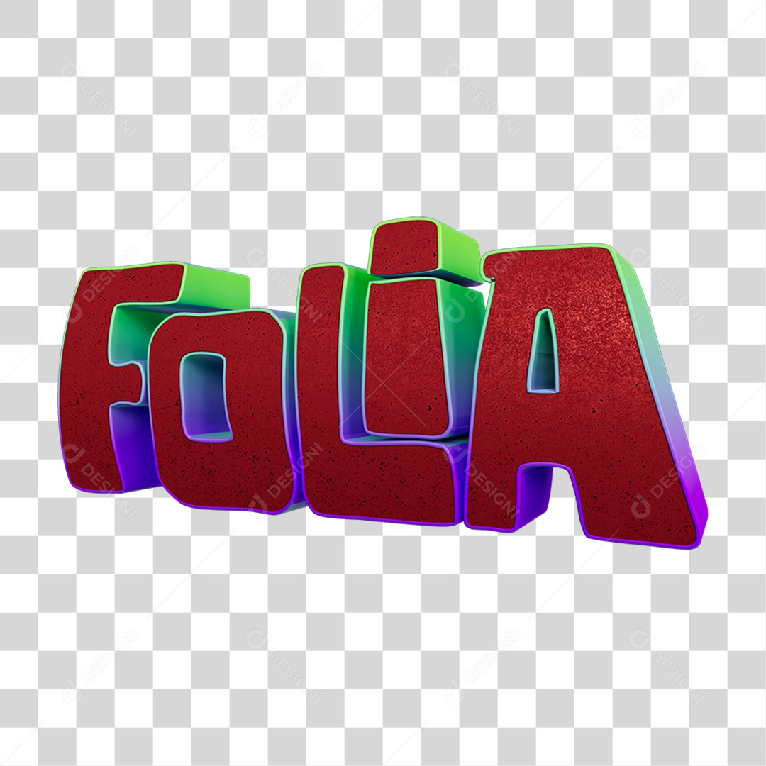 Texto 3D Folia PNG Transparente