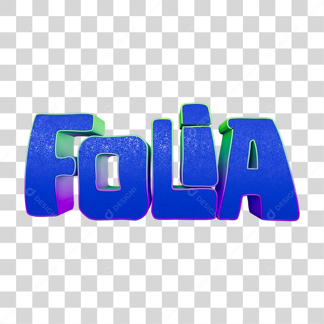 Texto 3D Folia PNG Transparente
