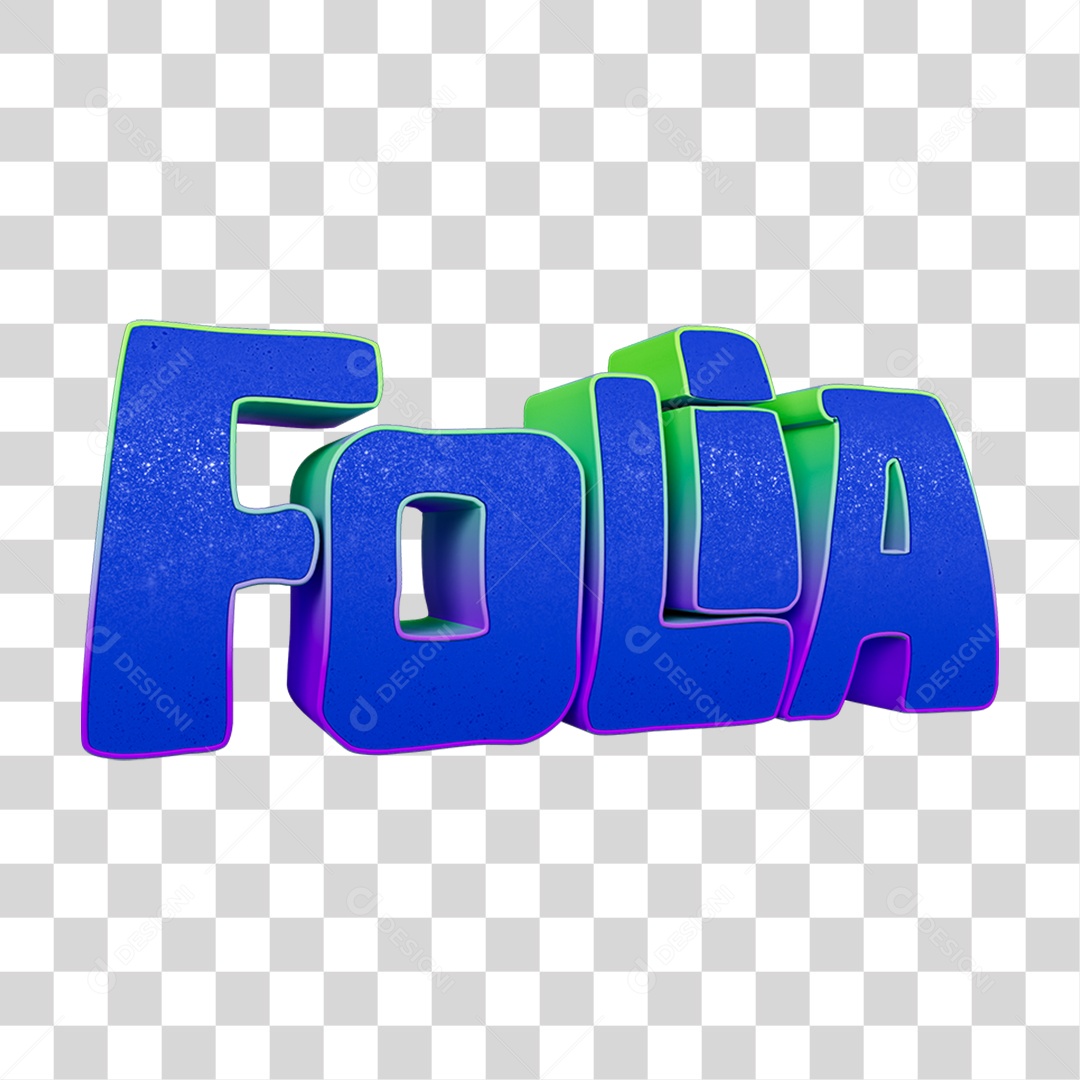 Texto 3D Folia PNG Transparente