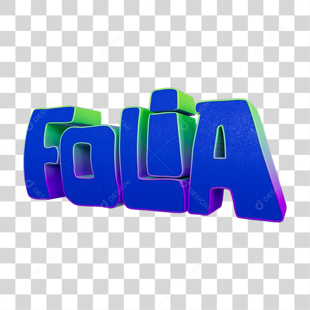 Texto 3D Folia PNG Transparente