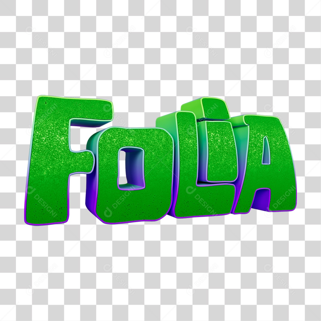 Texto 3D Folia PNG Transparente