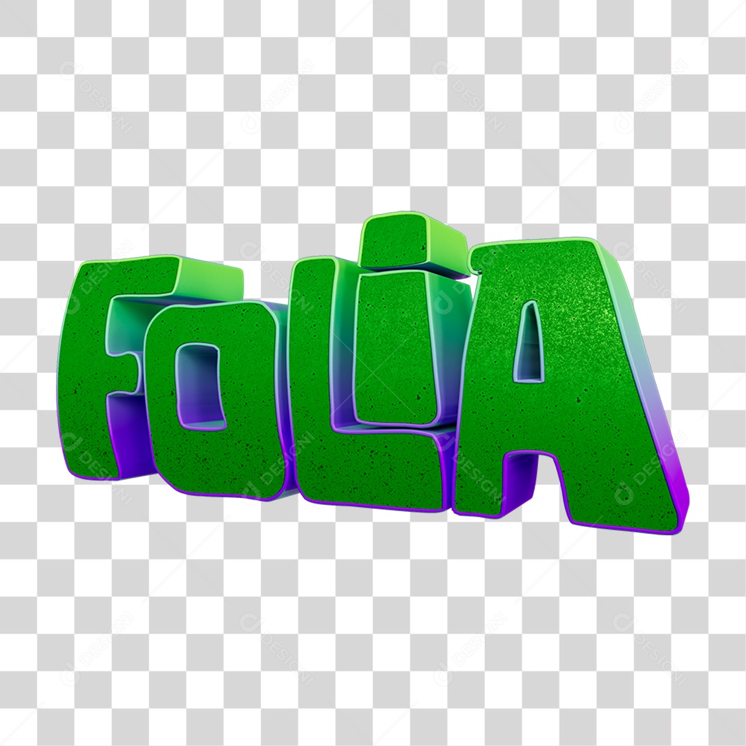 Texto 3D Folia PNG Transparente