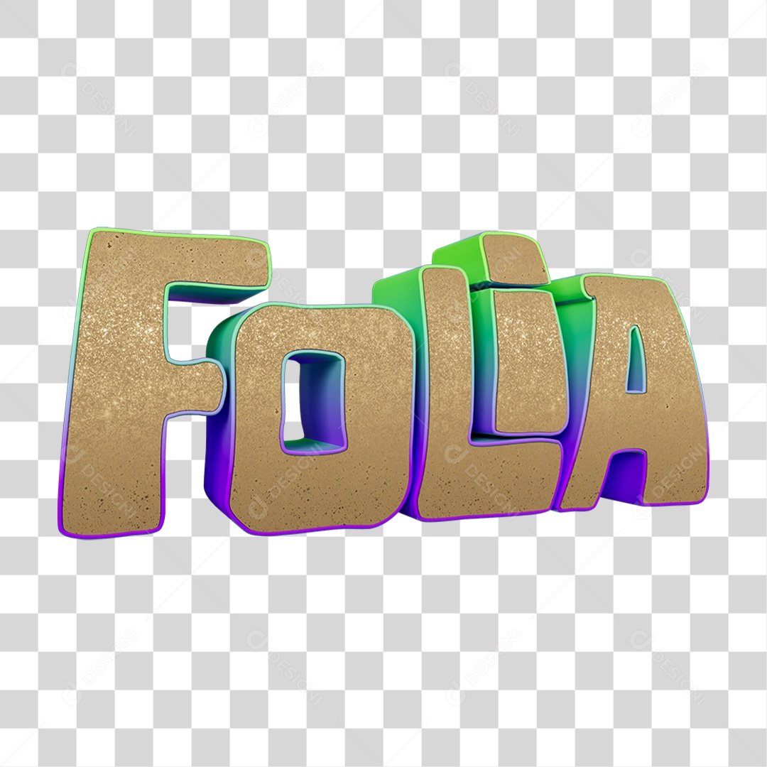 Texto 3D Folia PNG Transparente