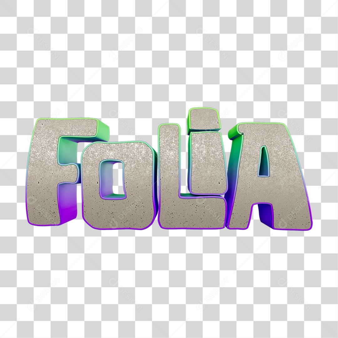 Texto 3D Folia PNG Transparente