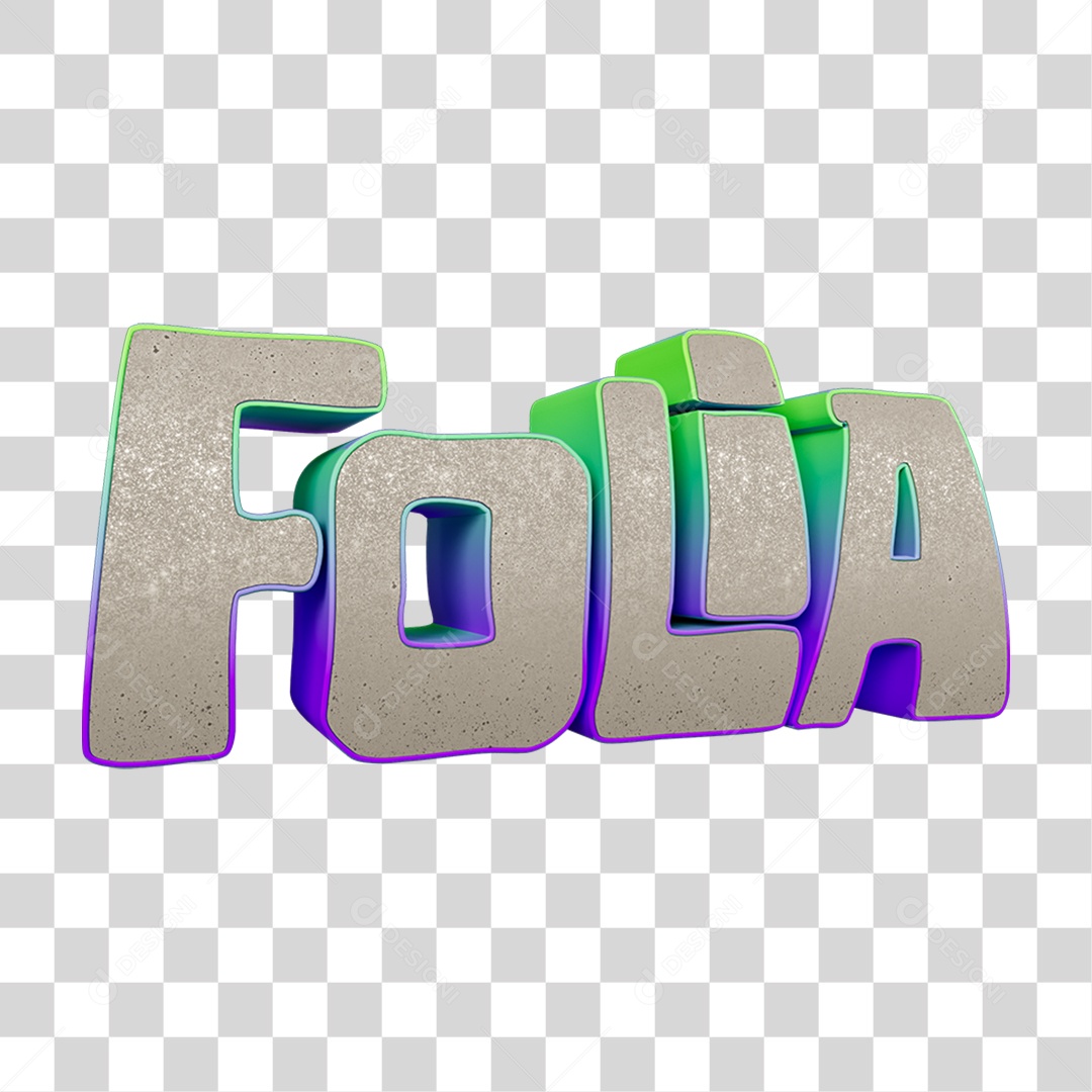 Texto 3D Folia PNG Transparente