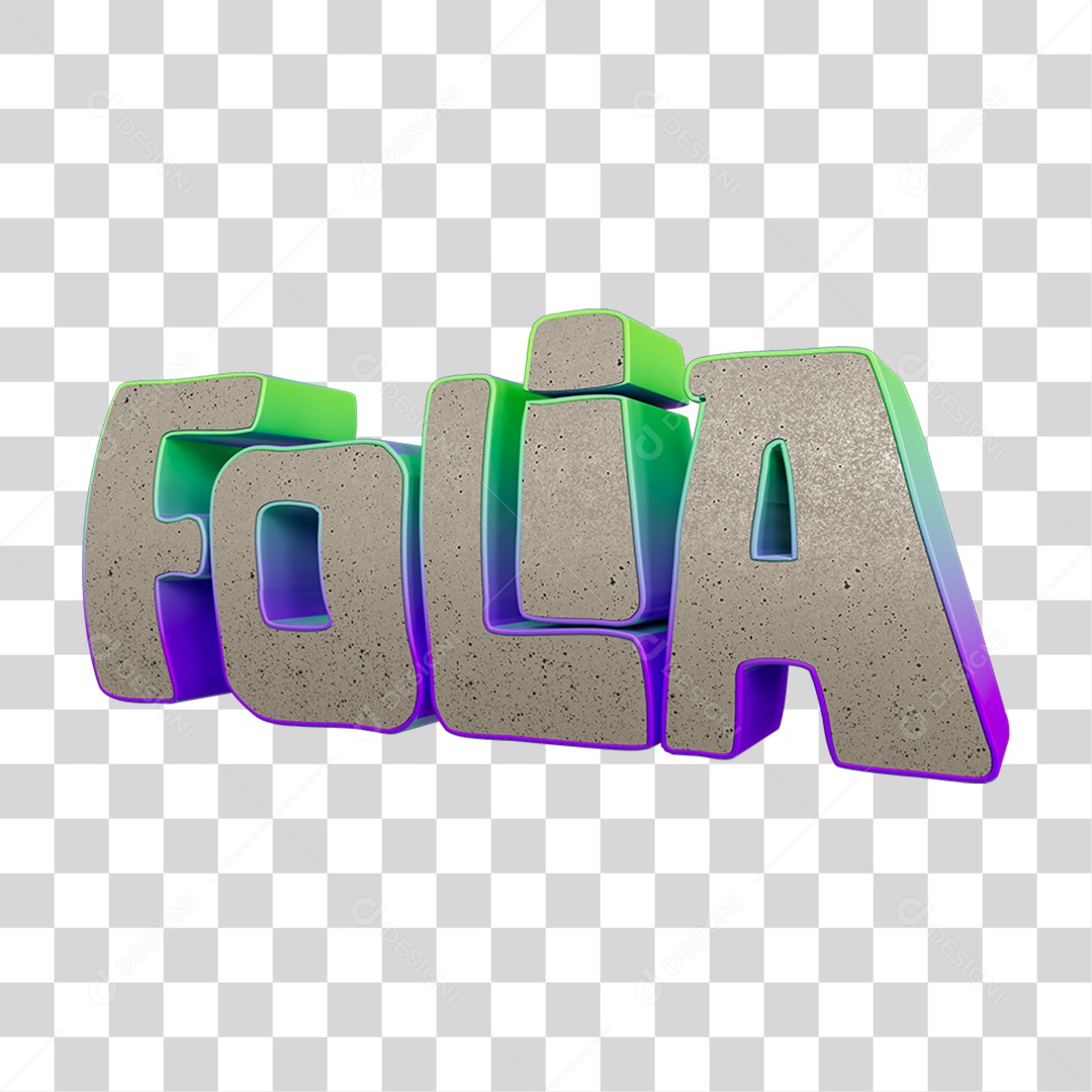 Texto 3D Folia PNG Transparente