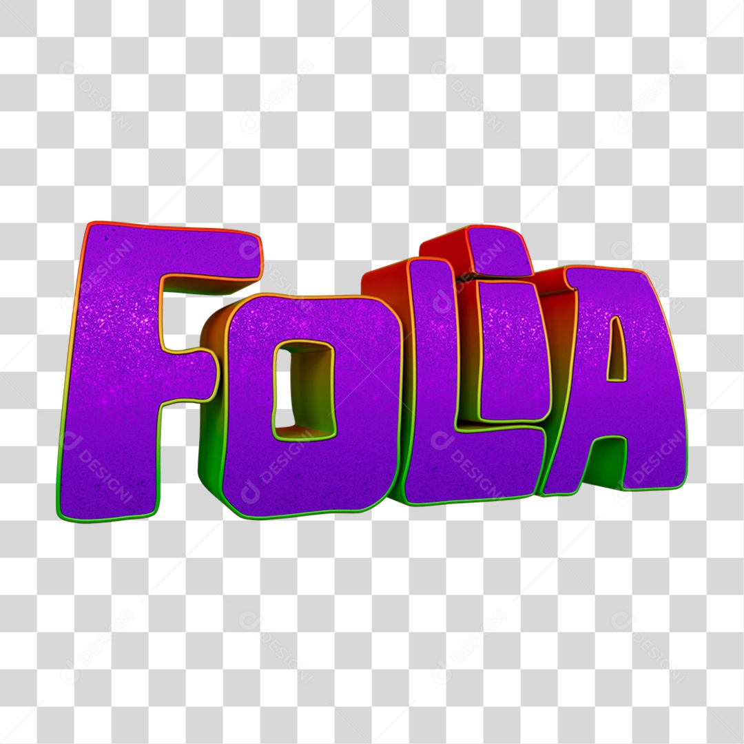 Texto 3D Folia PNG Transparente