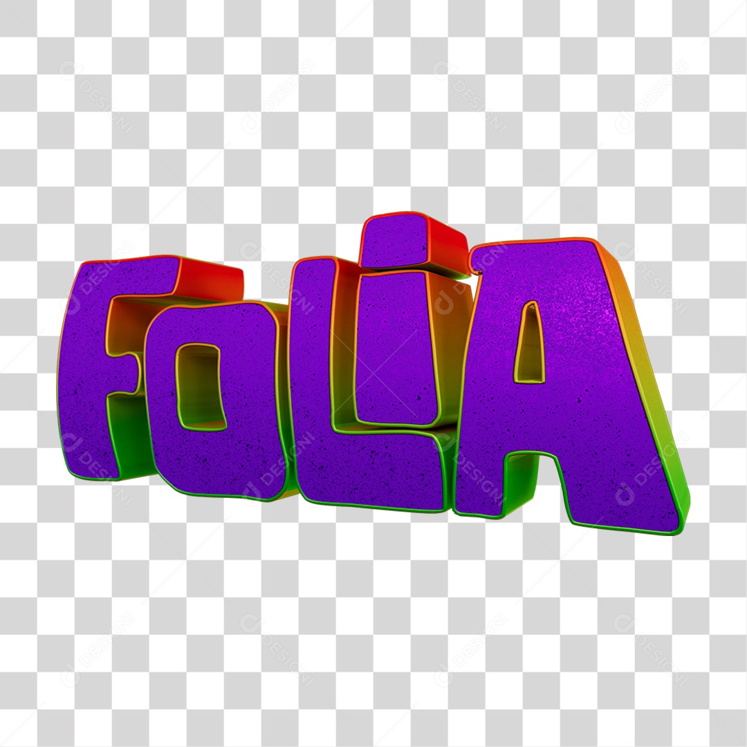 Texto 3D Folia PNG Transparente