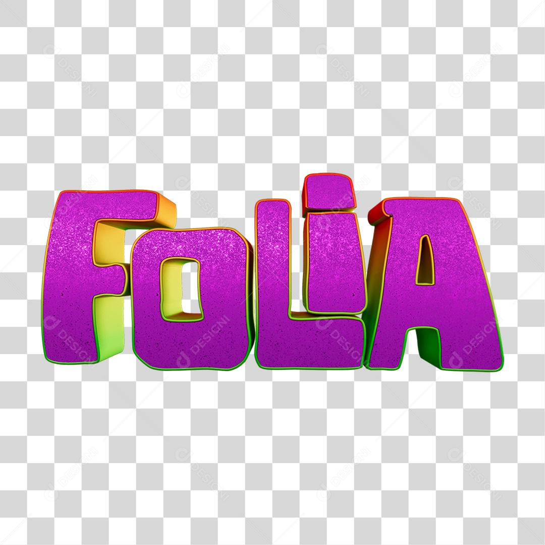 Texto 3D Folia PNG Transparente