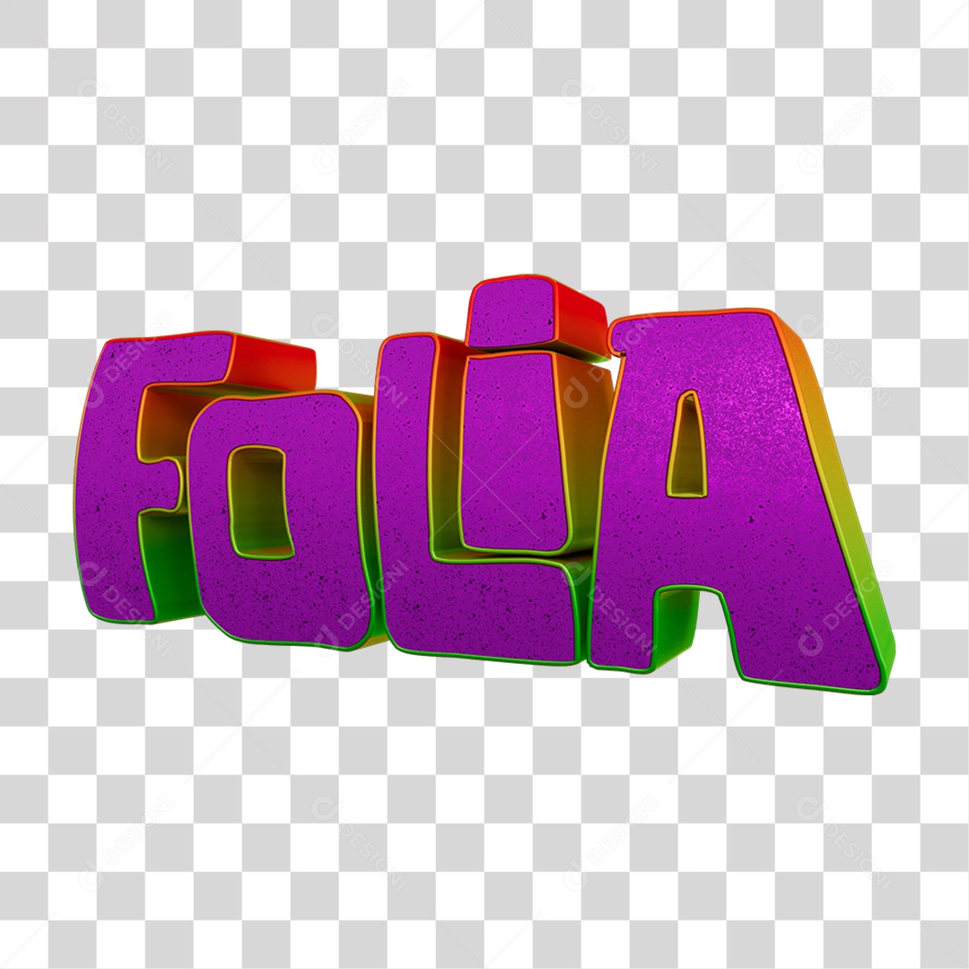 Texto 3D Folia PNG Transparente
