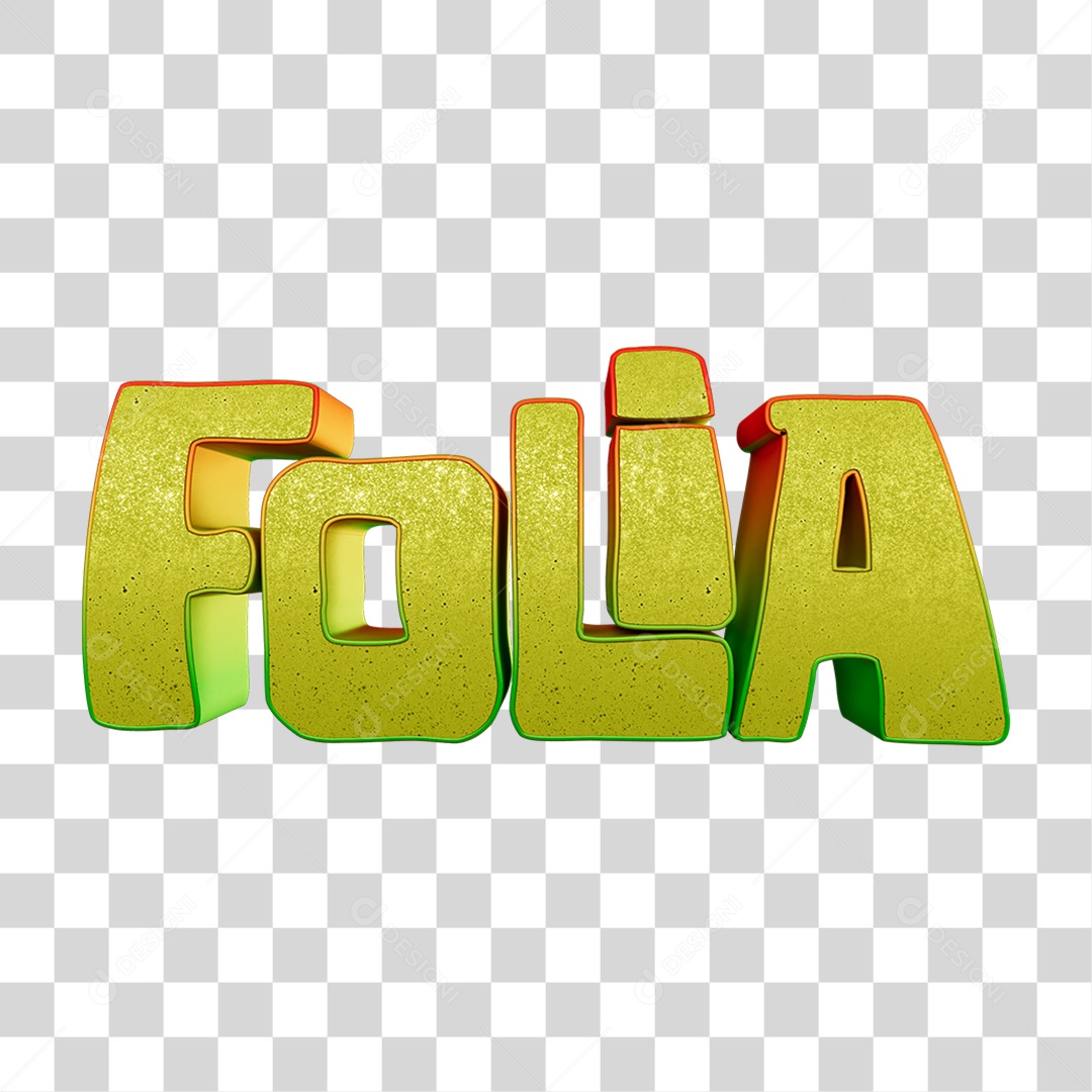Texto 3D Folia PNG Transparente