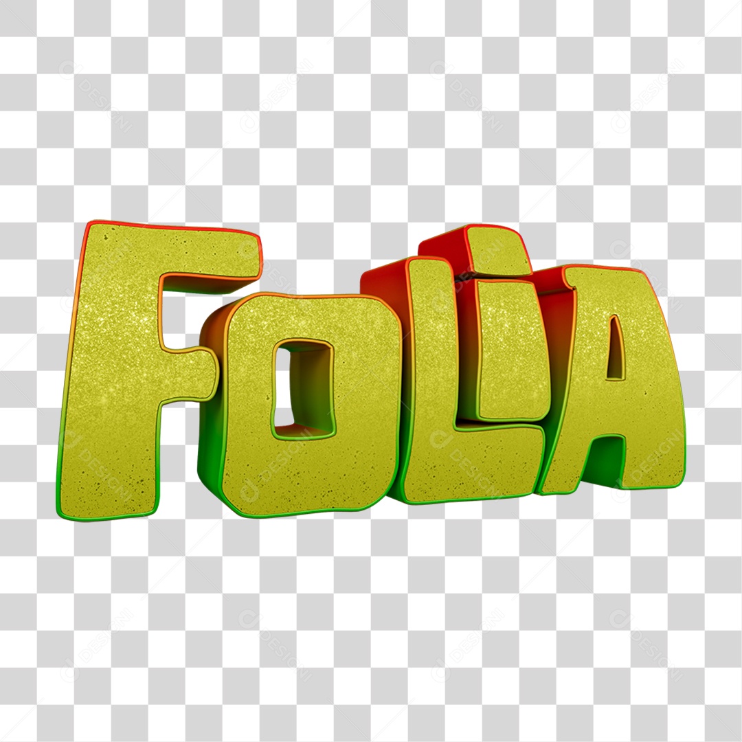 Texto 3D Folia PNG Transparente