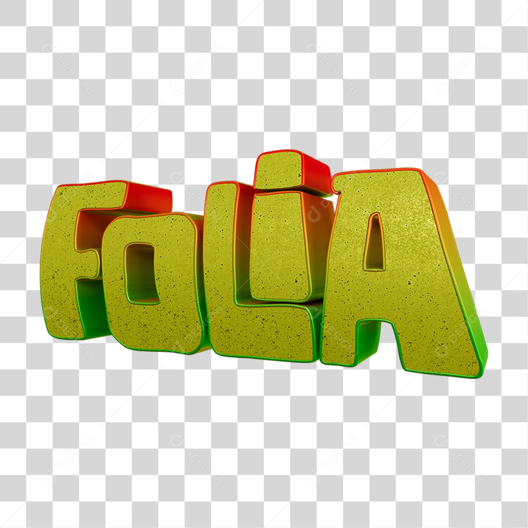 Texto 3D Folia PNG Transparente