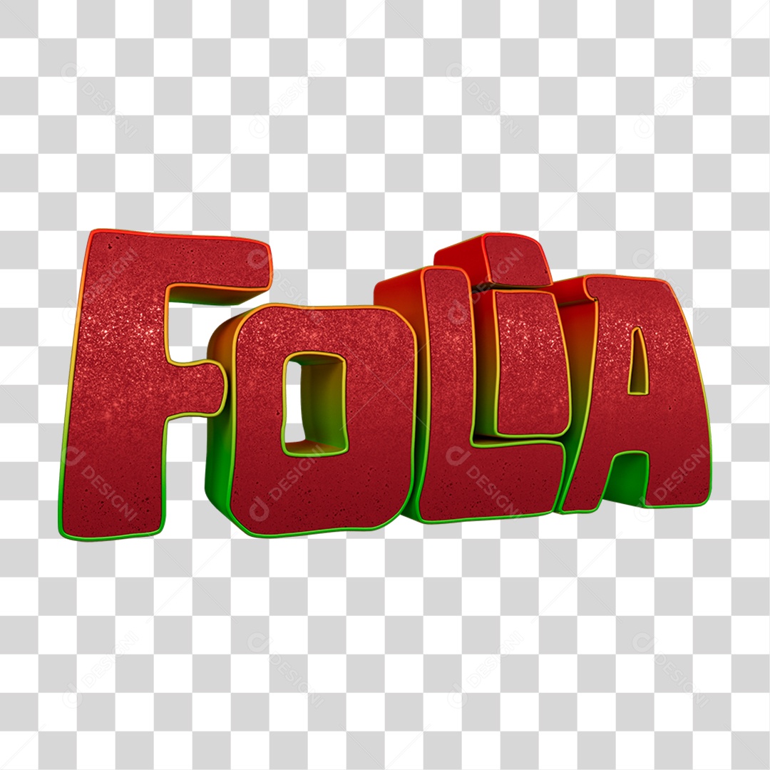 Texto 3D Folia PNG Transparente