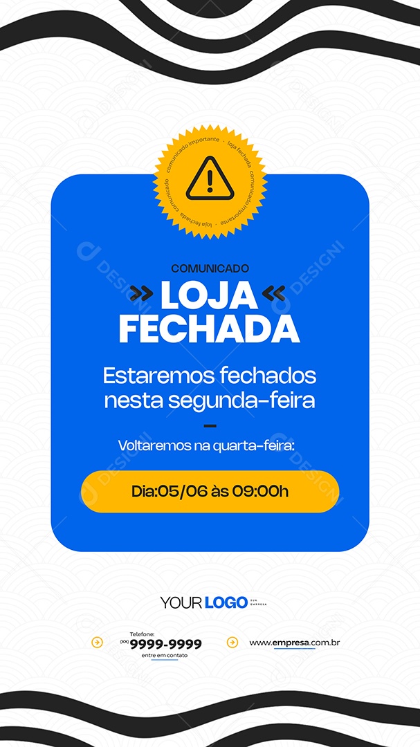 Story Comunicado Loja Fechada Social Media PSD Editável