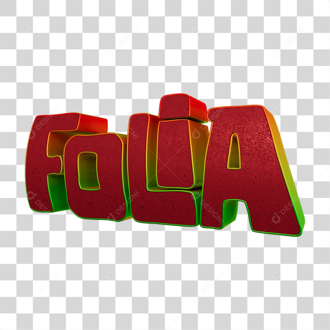 Texto 3D Folia PNG Transparente