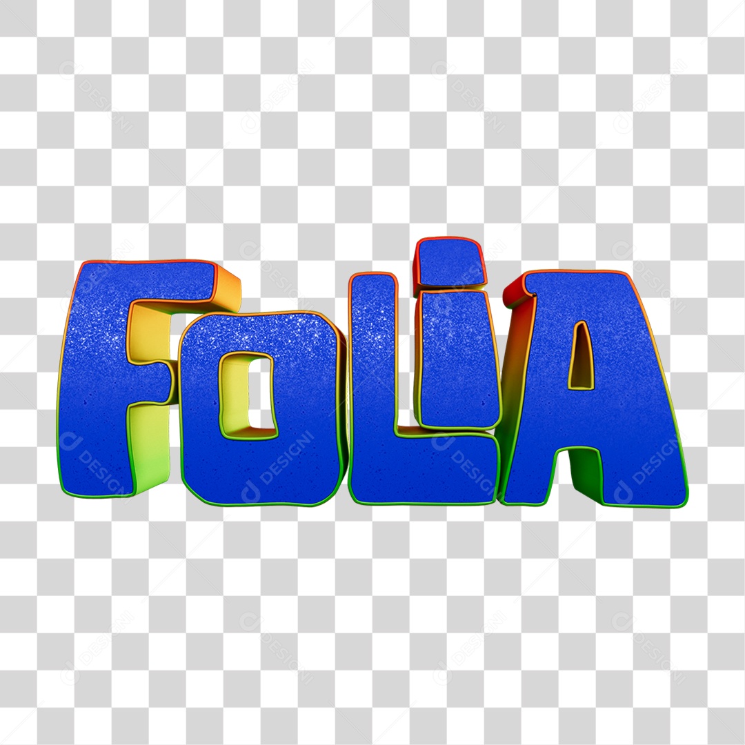 Texto 3D Folia PNG Transparente