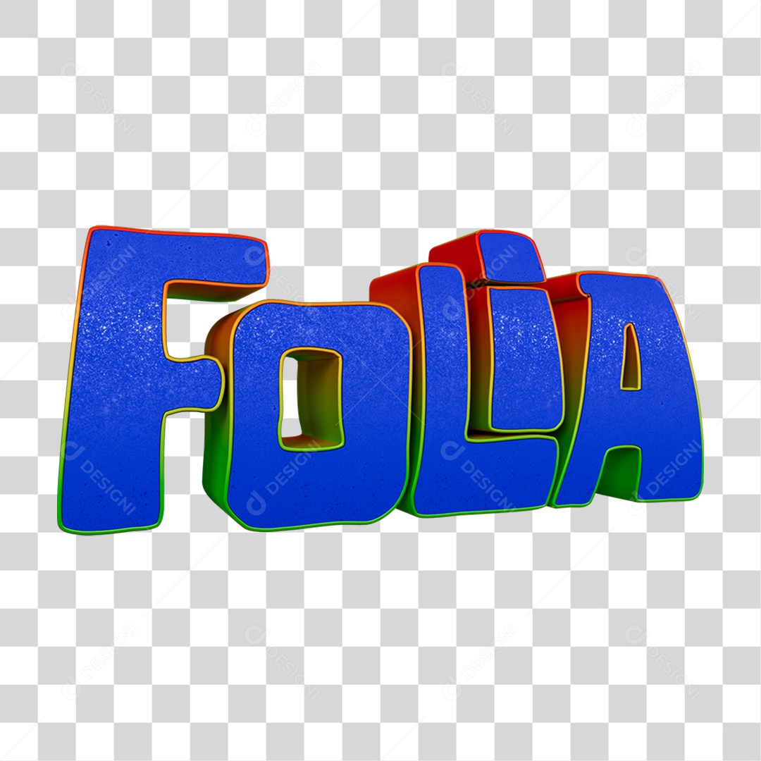 Texto 3D Folia PNG Transparente