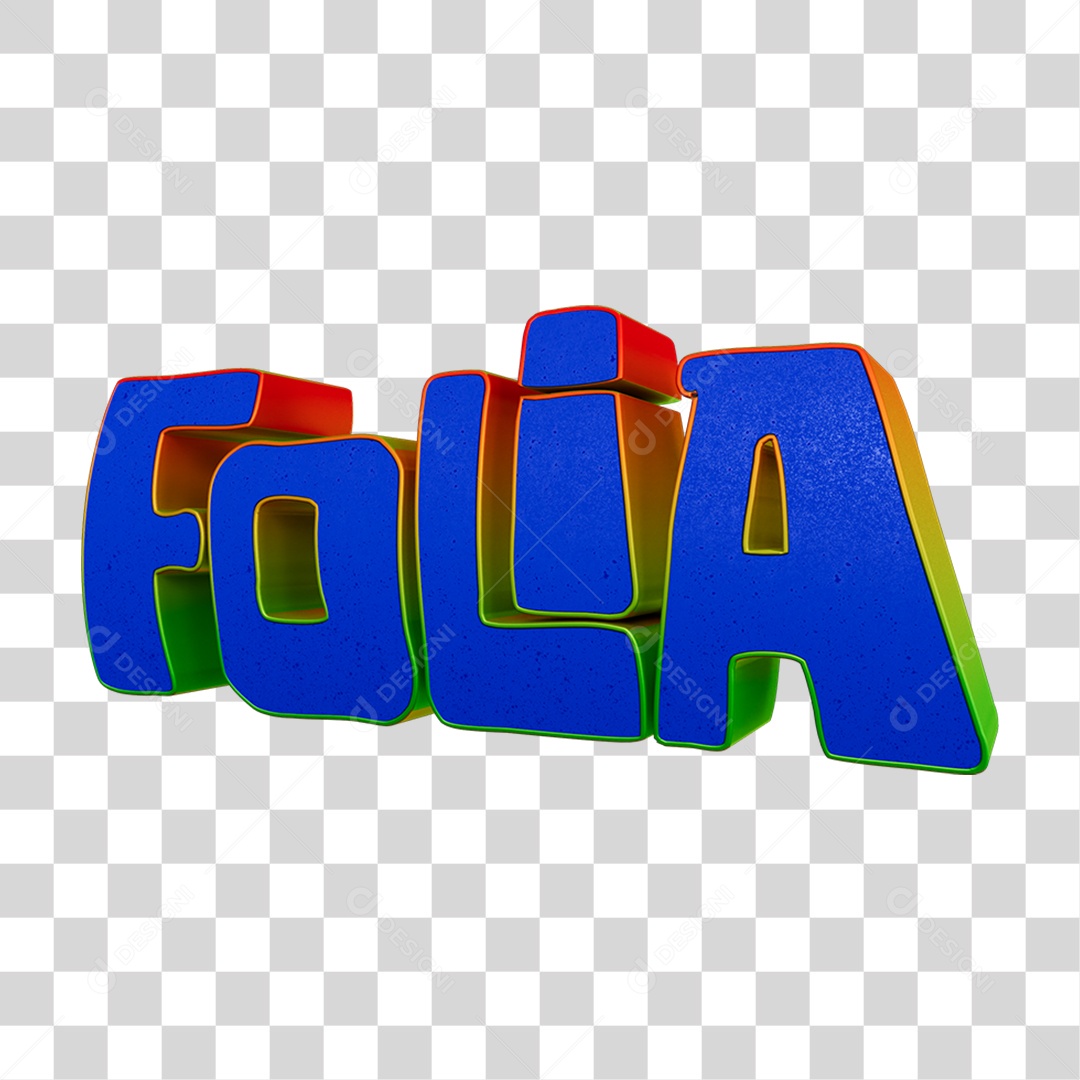 Texto 3D Folia PNG Transparente