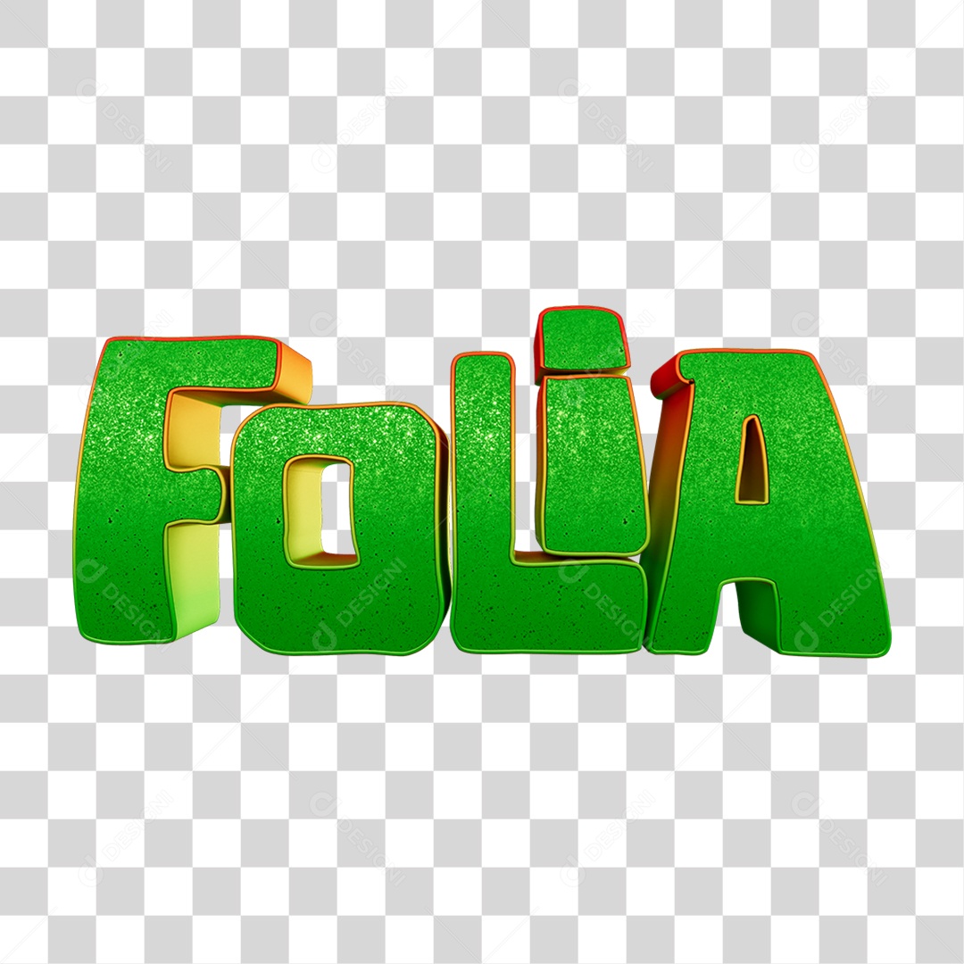Texto 3D Folia PNG Transparente