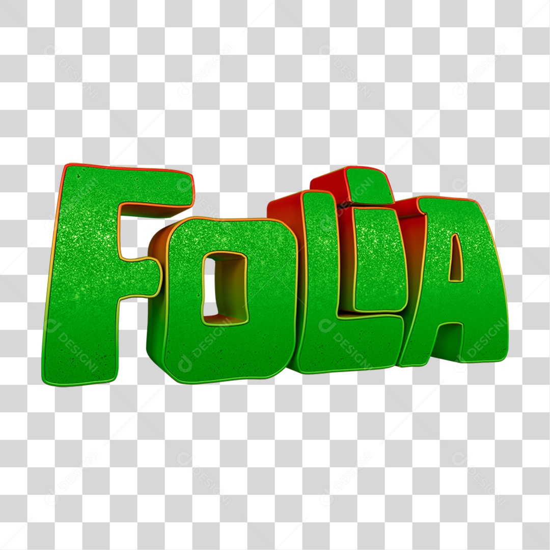 Texto 3D Folia PNG Transparente