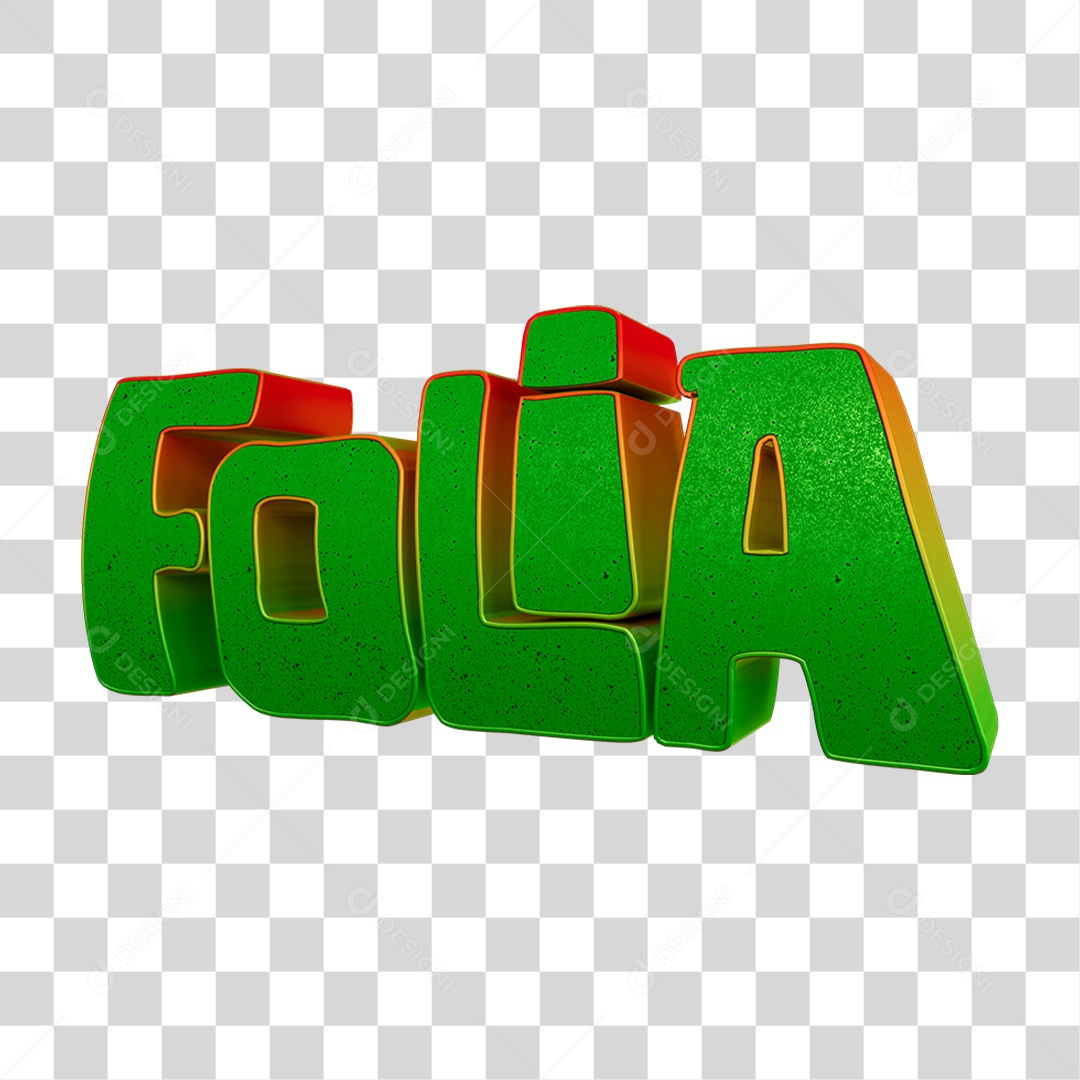 Texto 3D Folia PNG Transparente