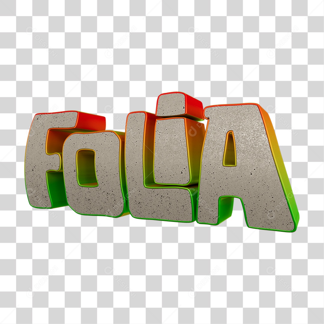 Texto 3D Folia PNG Transparente