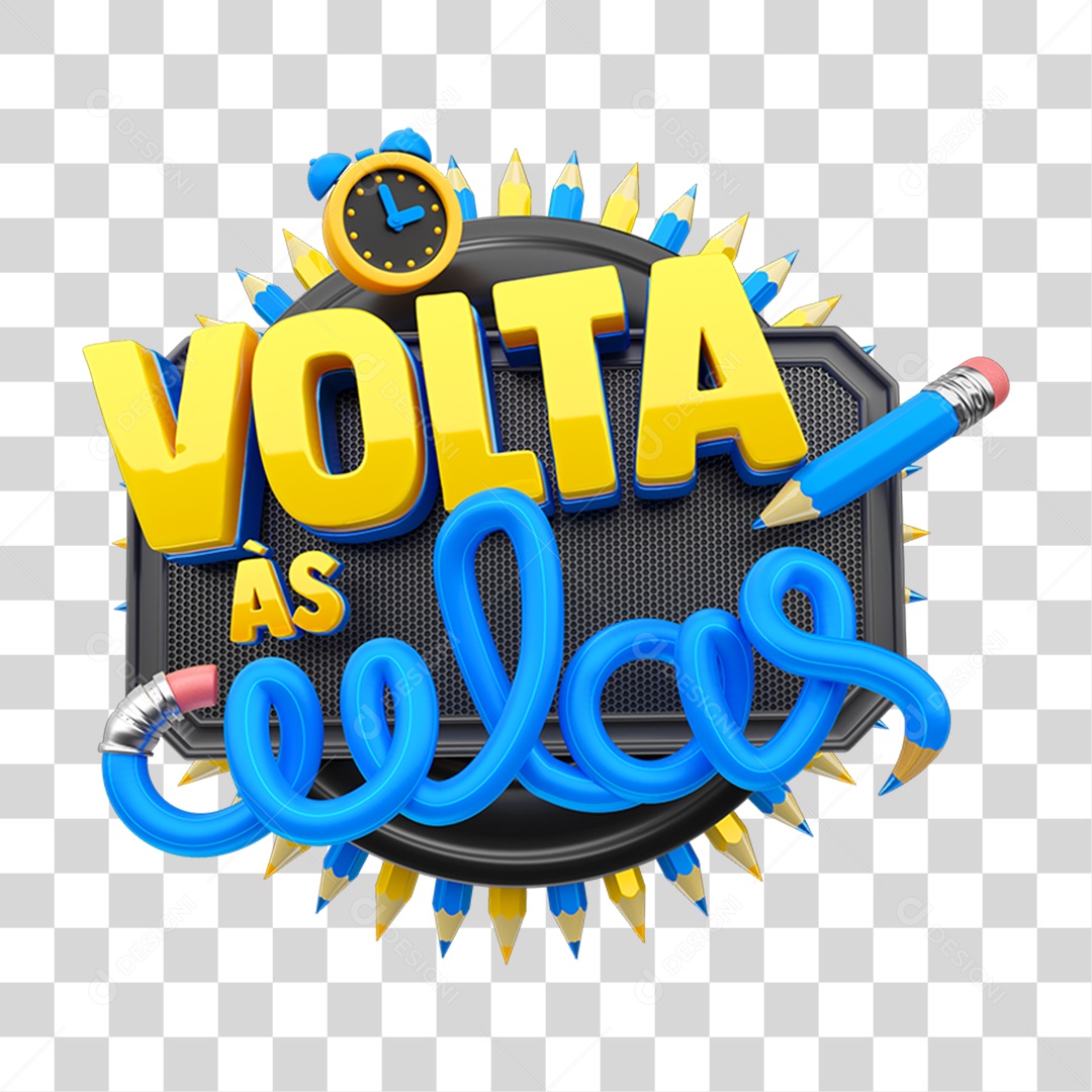 Selo 3D Volta ás Aulas PNG Transparente