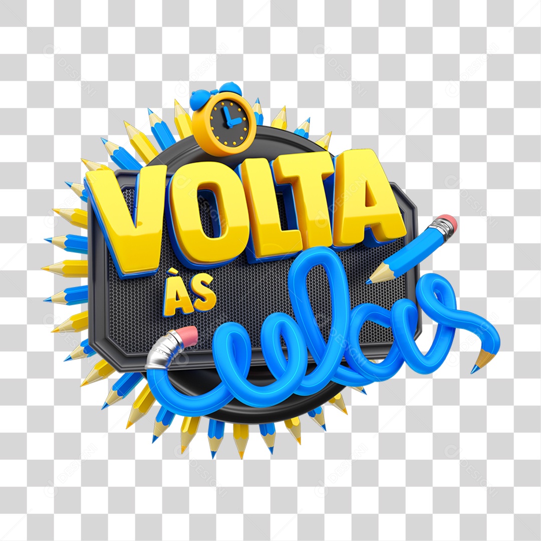 Selo 3D Volta ás Aulas PNG Transparente