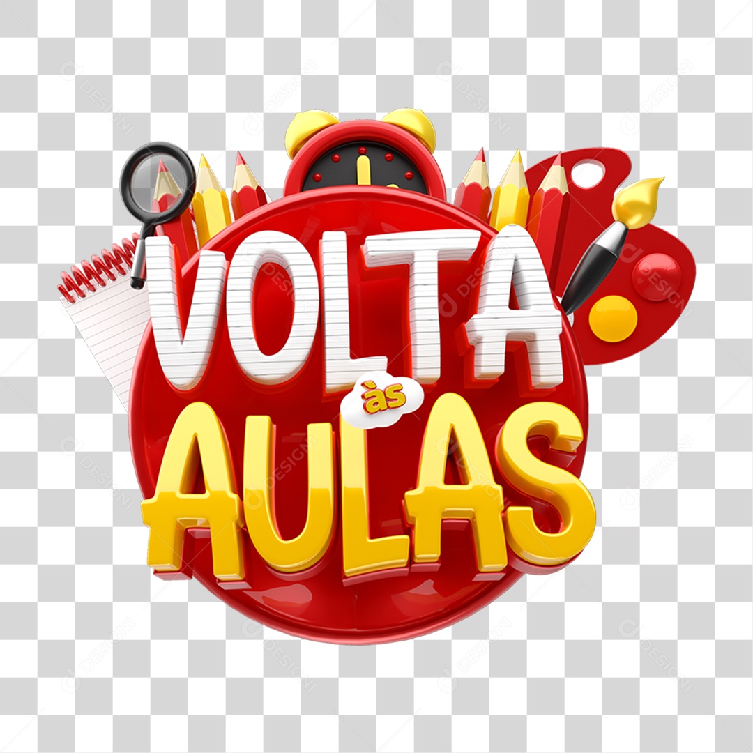 Selo 3D Volta ás Aulas PNG Transparente