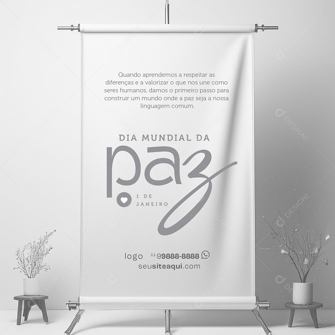 Dia Mundial da Paz 01 de Janeiro Parabéns Social Media PSD Editável