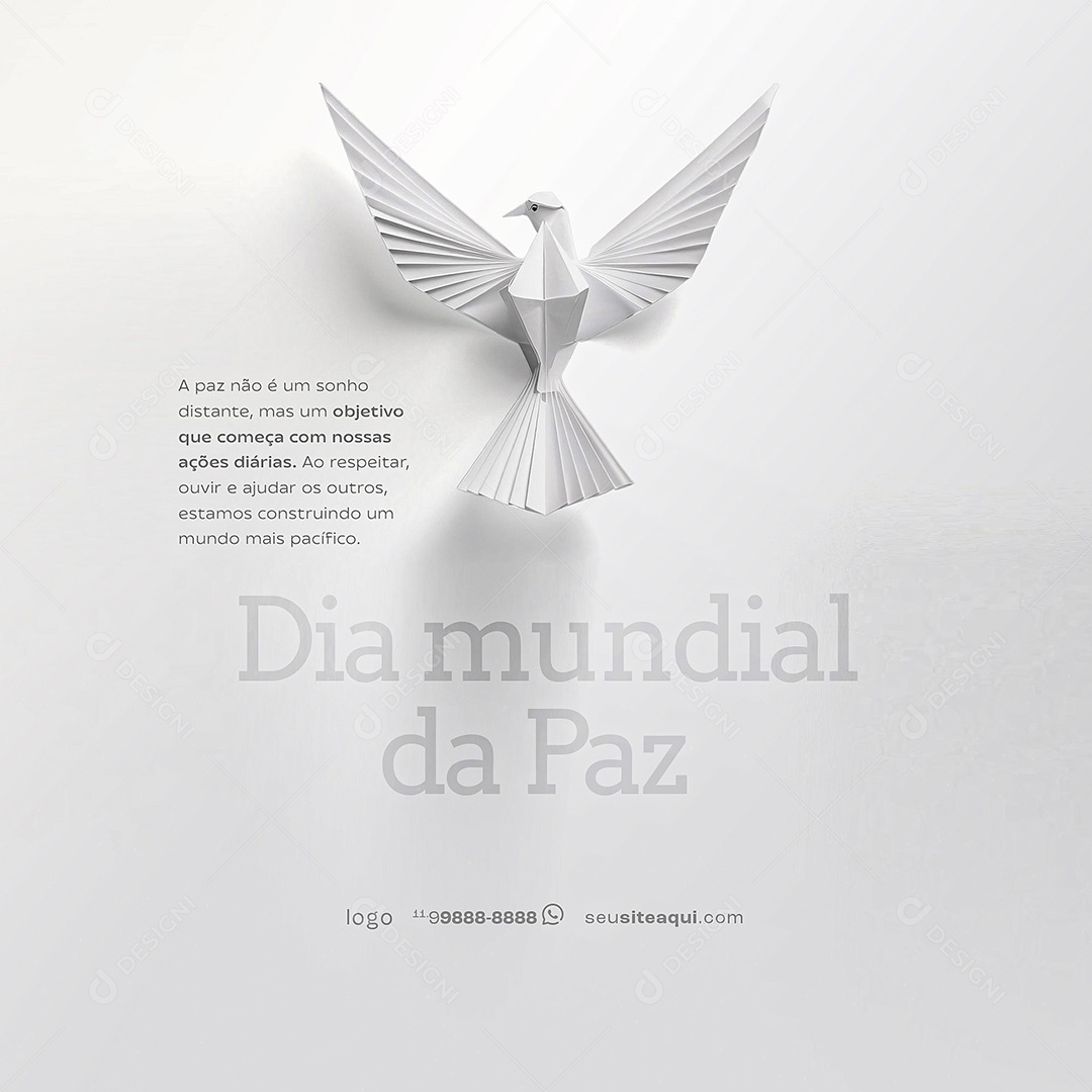 Dia Mundial da Paz 01 de Janeiro Parabéns Social Media PSD Editável