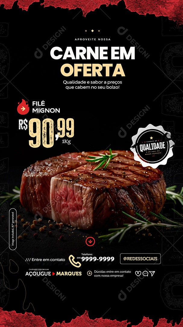 Story Açougue Carne Em Oferta Social Media PSD Editável