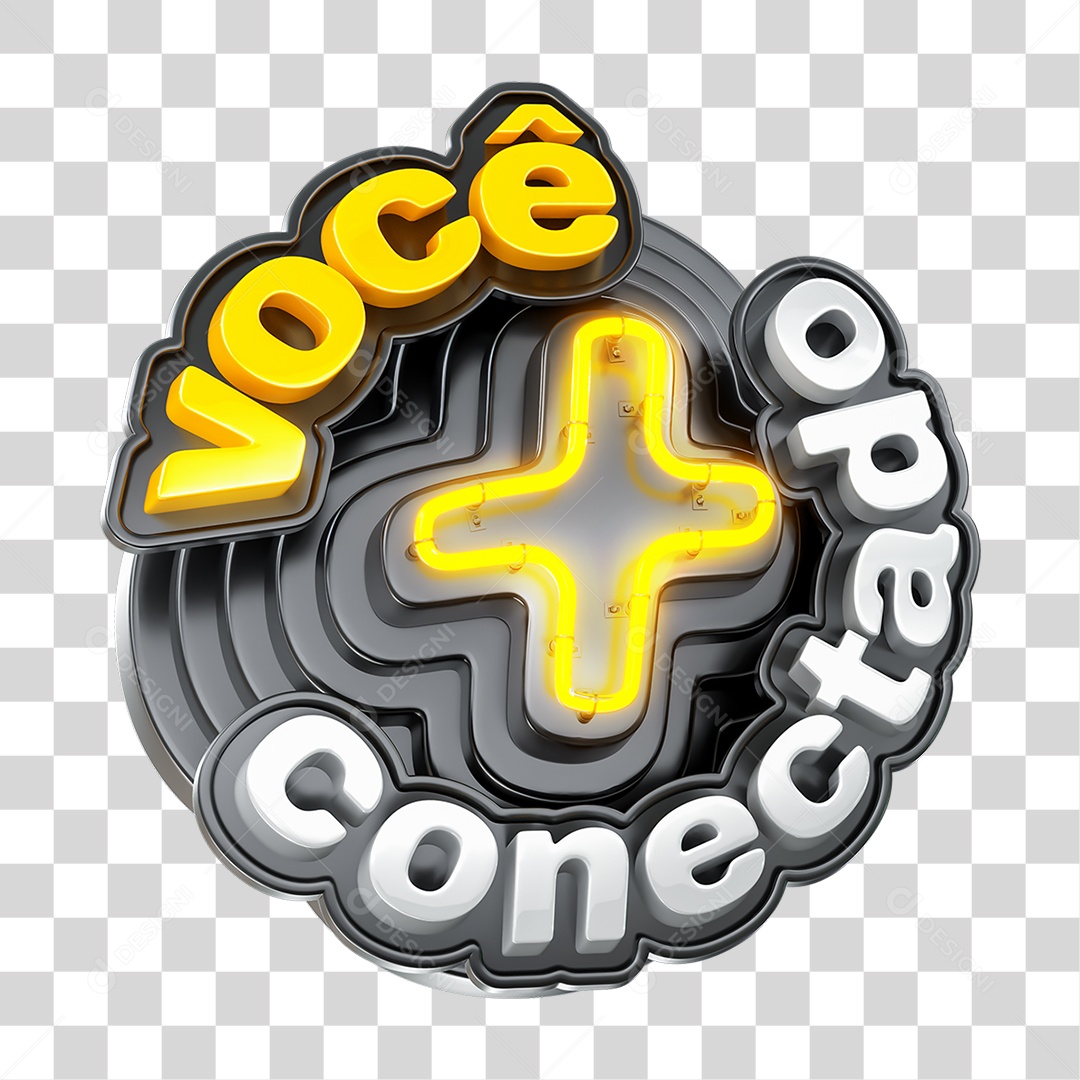 Selo 3D Você + Conectado PNG Transparente