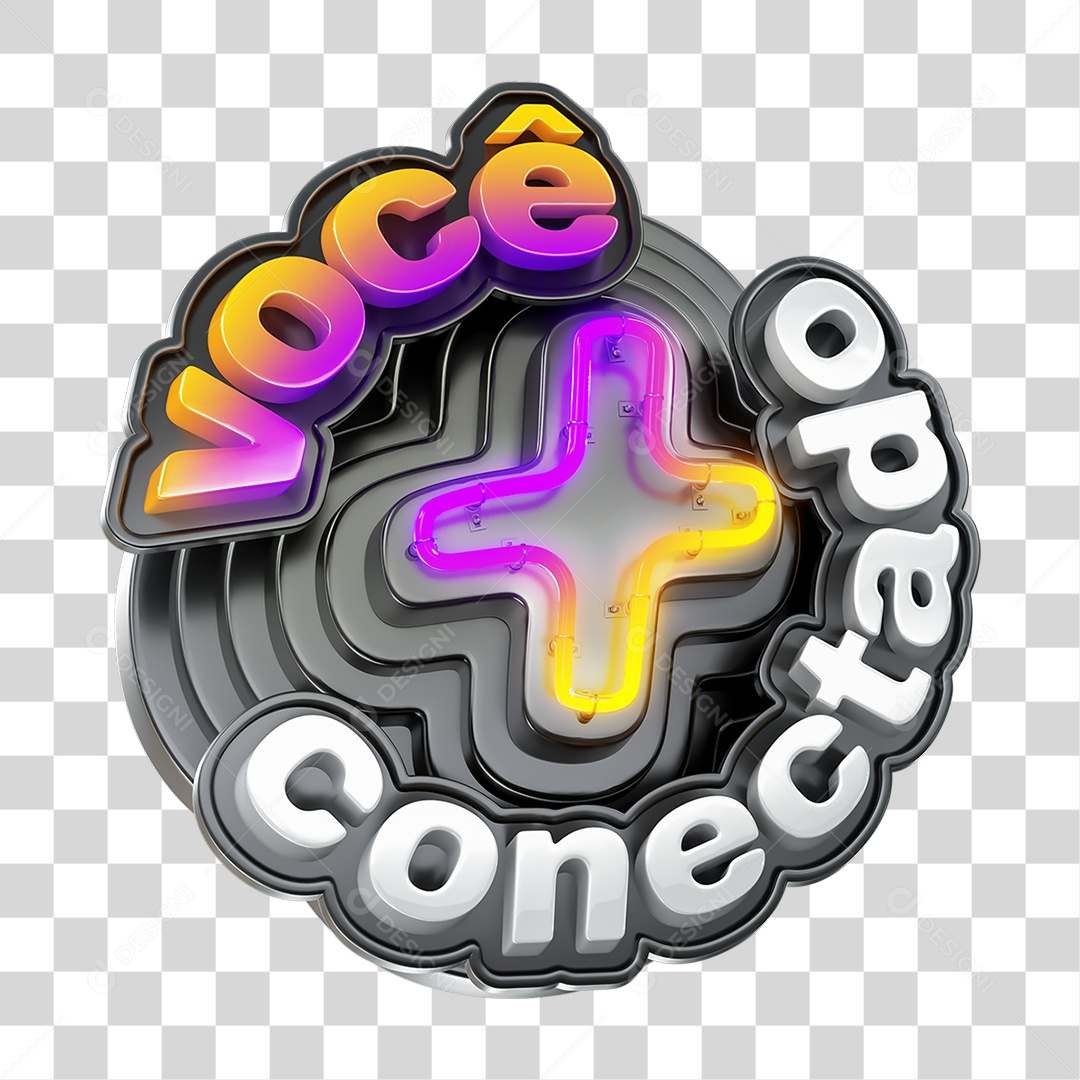 Selo 3D Você + Conectado PNG Transparente