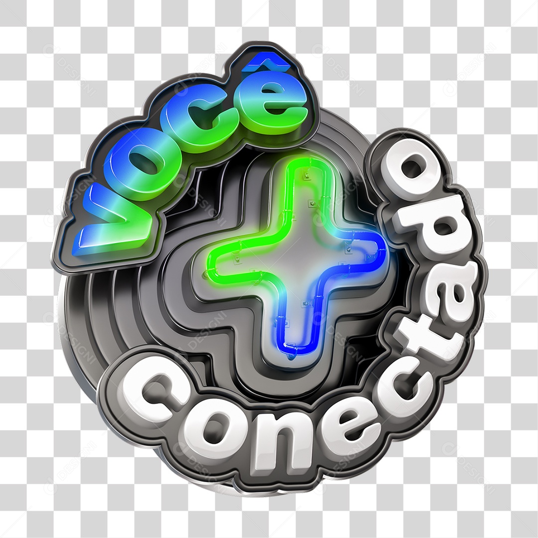 Selo 3D Você + Conectado PNG Transparente