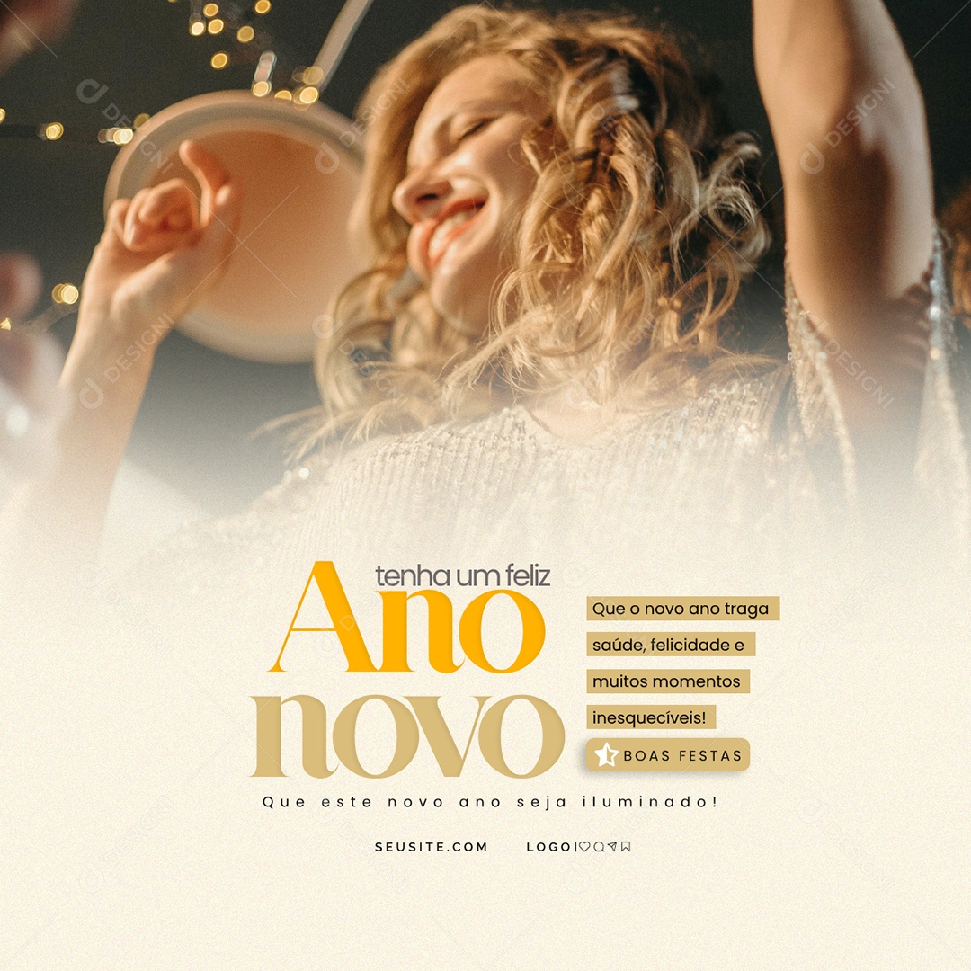 Feliz Ano Novo 01 de Janeiro Social Media PSD Editável