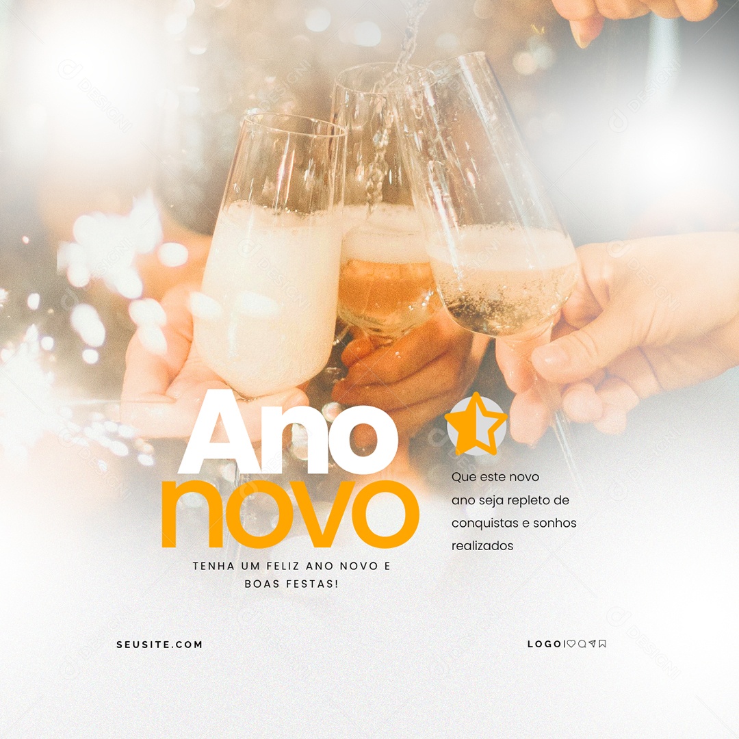 Feliz Ano Novo 01 de Janeiro Social Media PSD Editável