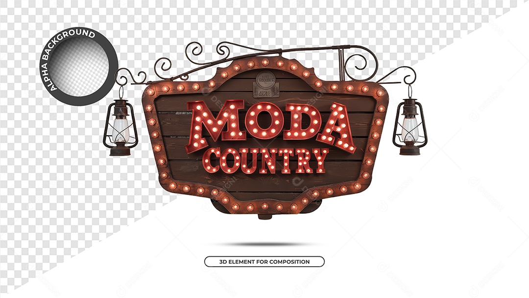 Moda Country Selo 3D Para Composição PSD