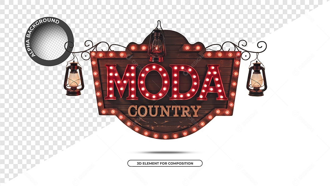 Moda Country Selo 3D Para Composição PSD