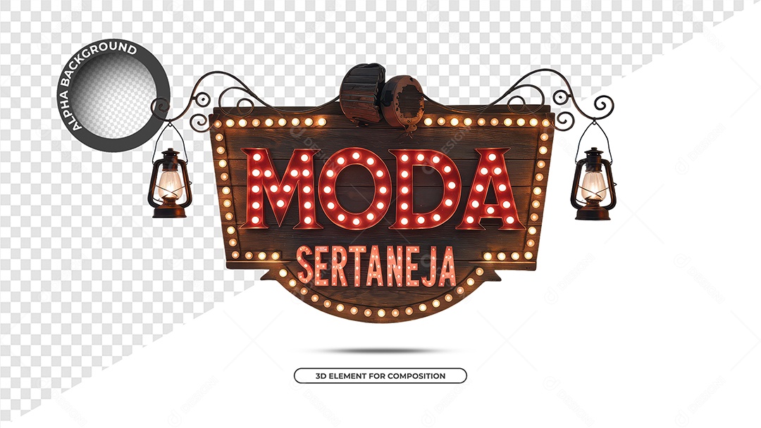 Moda Sertaneja Selo 3D Para Composição PSD