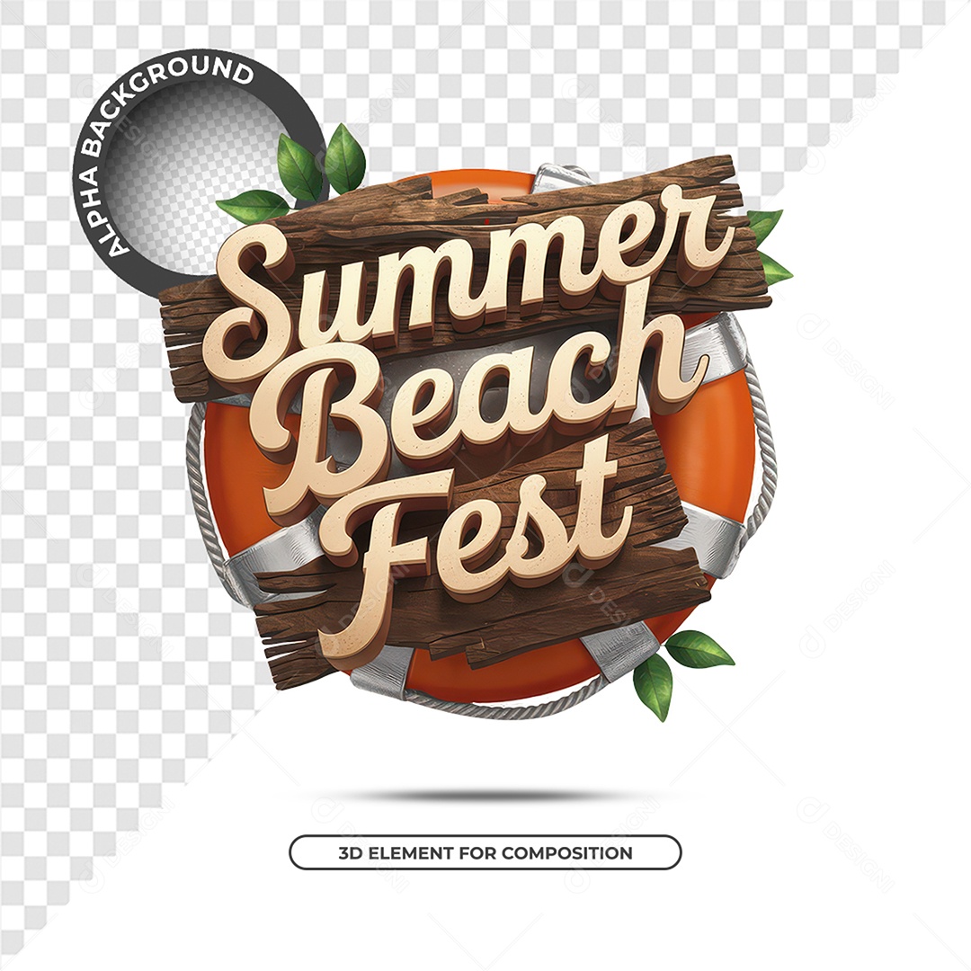 Summer Beach Fest Selo 3D Para Composição PSD