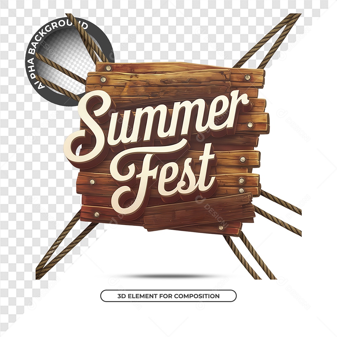 Summer Fest Selo 3D Para Composição PSD