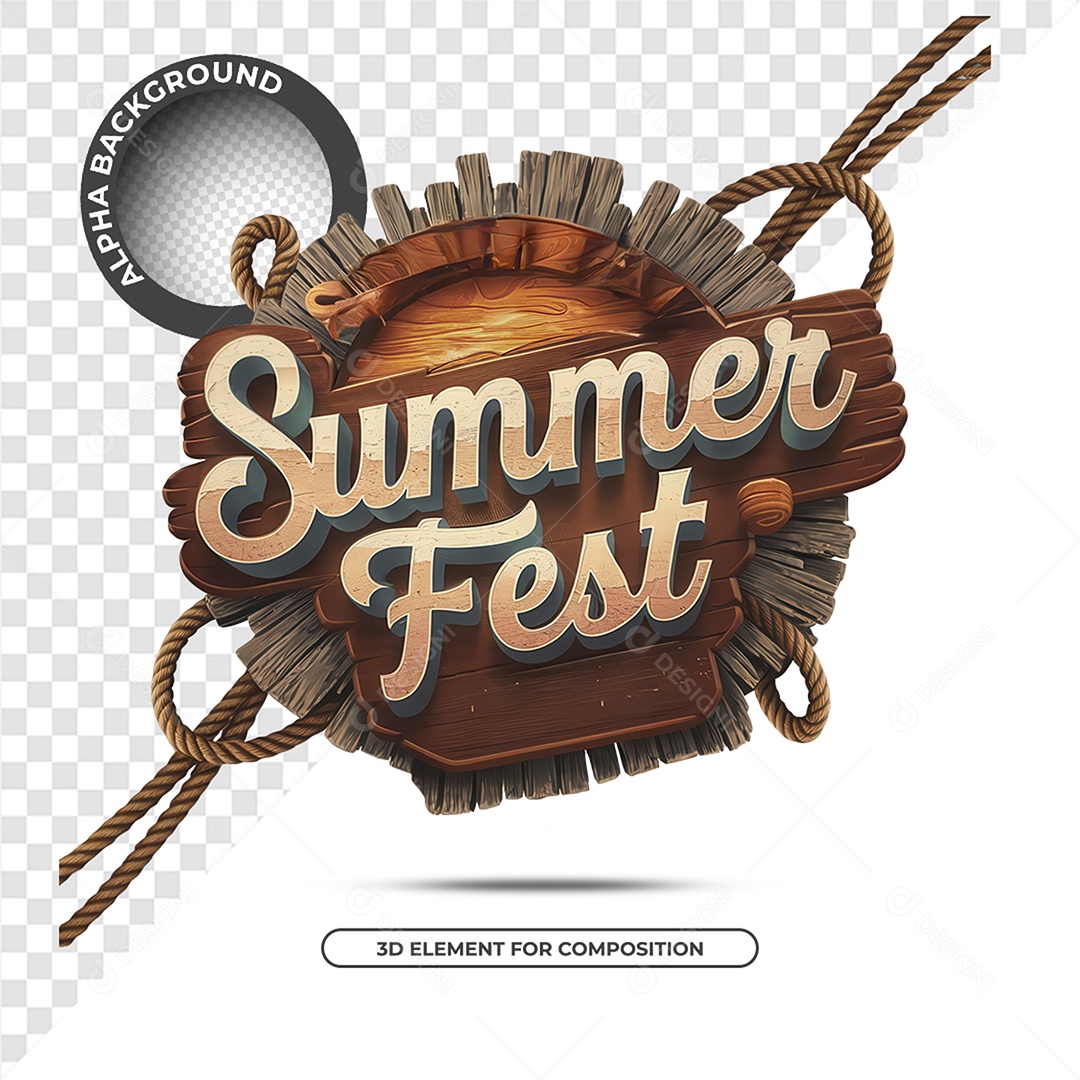 Summer Fest Selo 3D Para Composição PSD