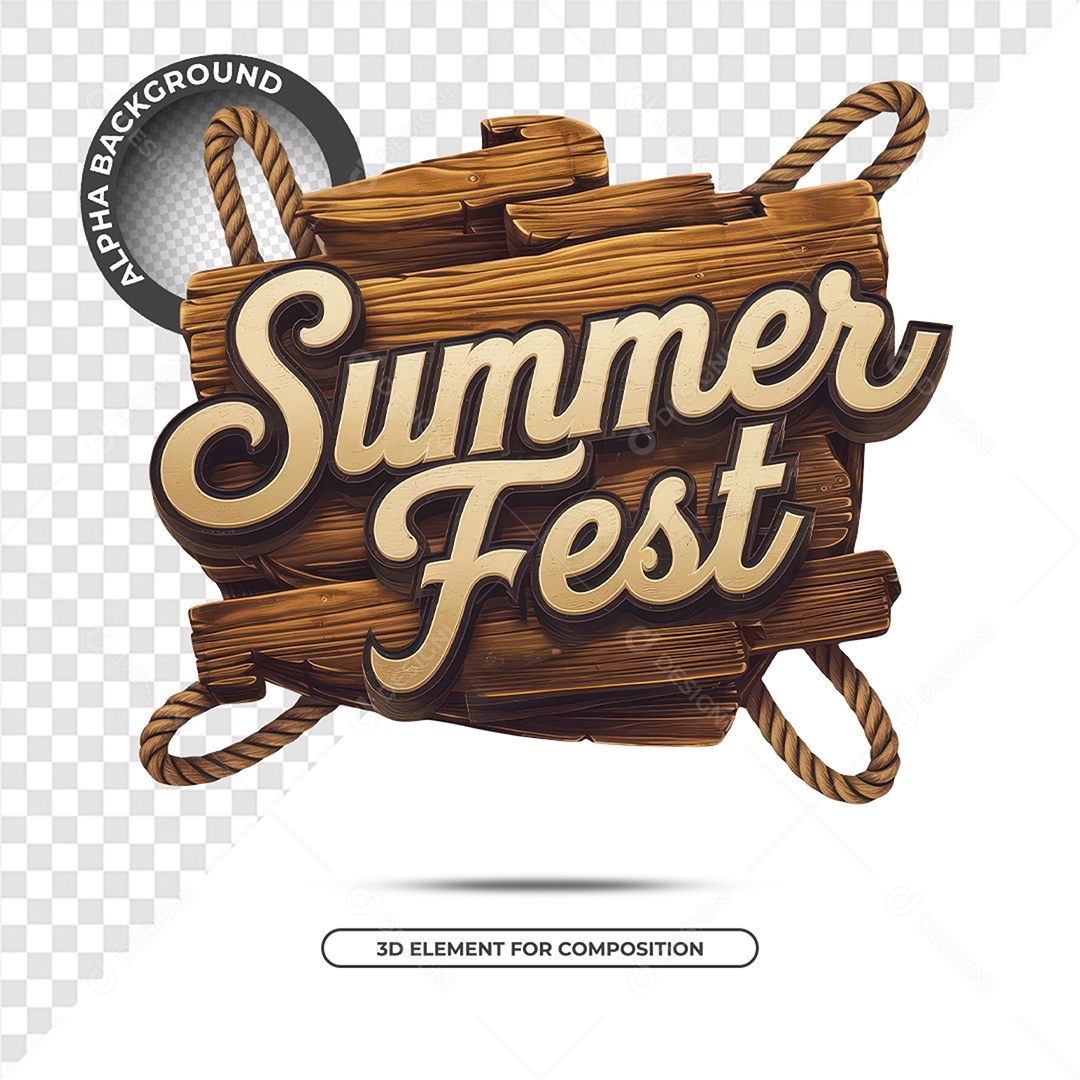 Summer Fest Selo 3D Para Composição PSD