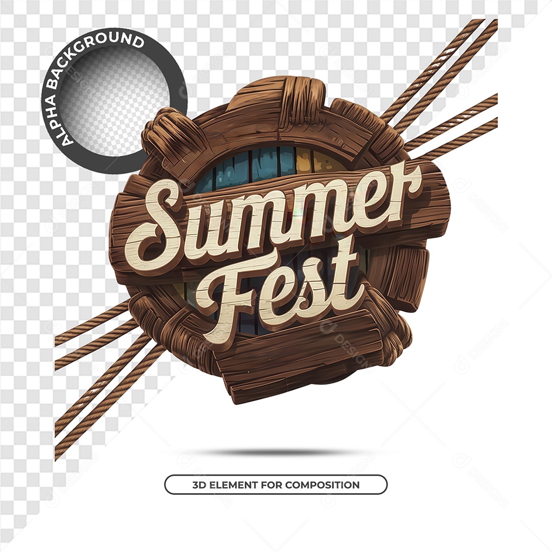 Summer Fest Selo 3D Para Composição PSD